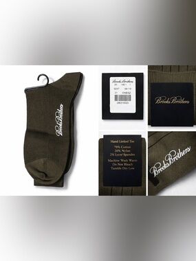 Brooks Brothers Dress Socks NWT Olive Green Cotton Blend Made in Italy